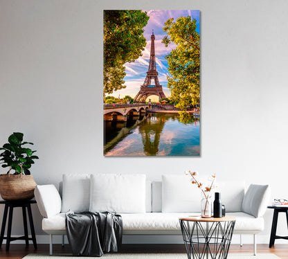 Eiffer Tower and Seine River Paris France Canvas Print-Canvas Print-CetArt-1 panel-16x24 inches-CetArt