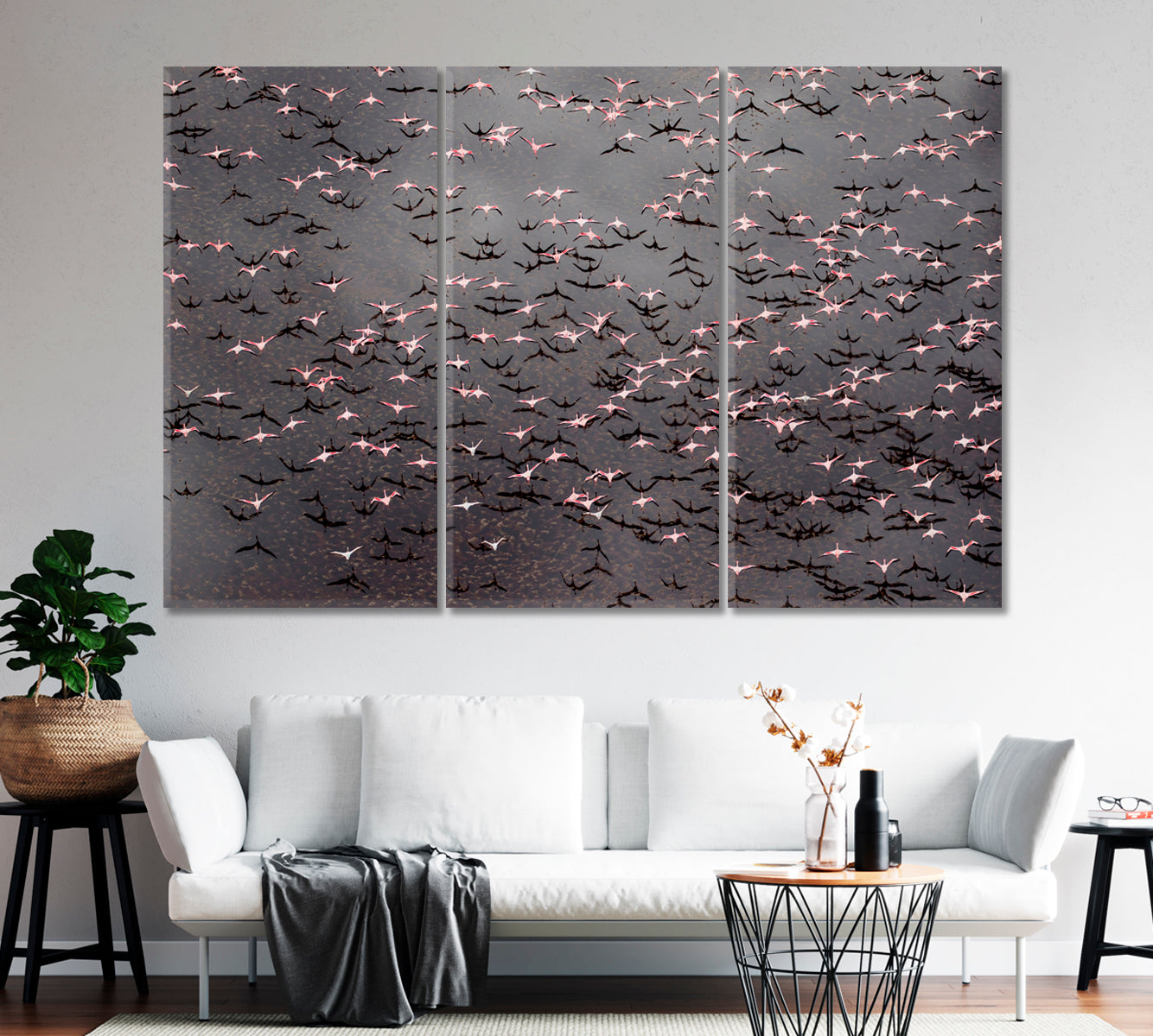 Flock of Flamingos Flying over Lake Natron Africa Canvas Print-Canvas Print-CetArt-1 Panel-24x16 inches-CetArt