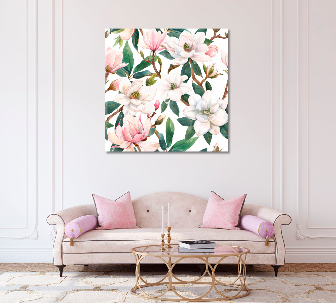 Beautiful Magnolia Flowers Canvas Print-Canvas Print-CetArt-1 panel-12x12 inches-CetArt