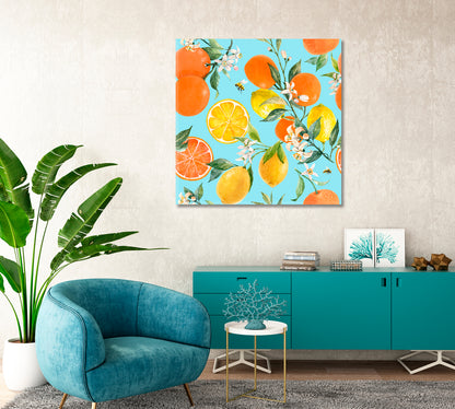 Orange Lemon Grapefruit Fruits Canvas Print-Canvas Print-CetArt-1 panel-12x12 inches-CetArt