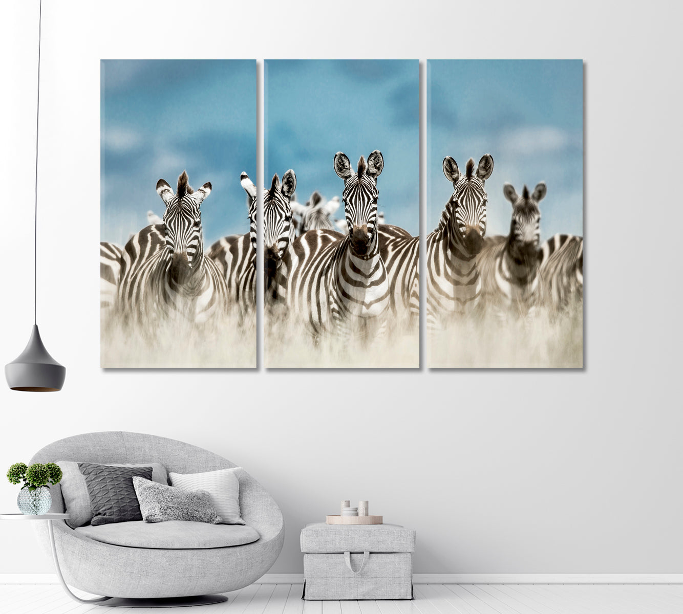 Zebra Herd in Savannah Serengeti Africa Canvas Print-Canvas Print-CetArt-1 Panel-24x16 inches-CetArt