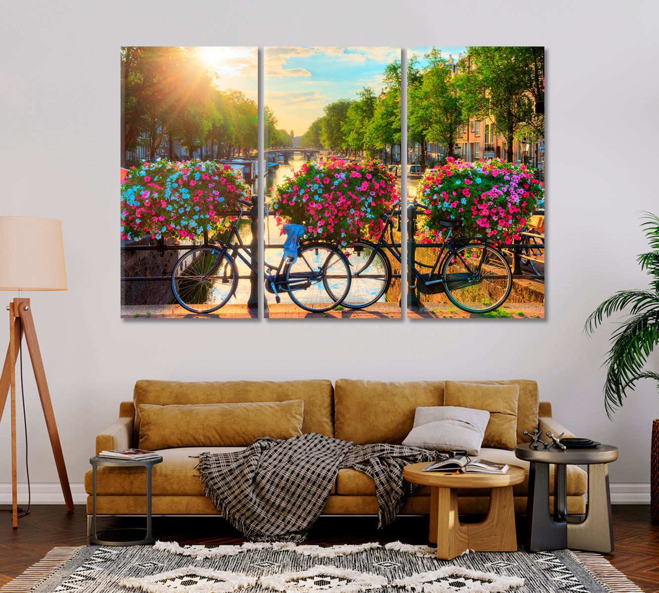 Bikes on Bridge of Amsterdam UNESCO World Heritage Canals Canvas Print-Canvas Print-CetArt-1 Panel-24x16 inches-CetArt