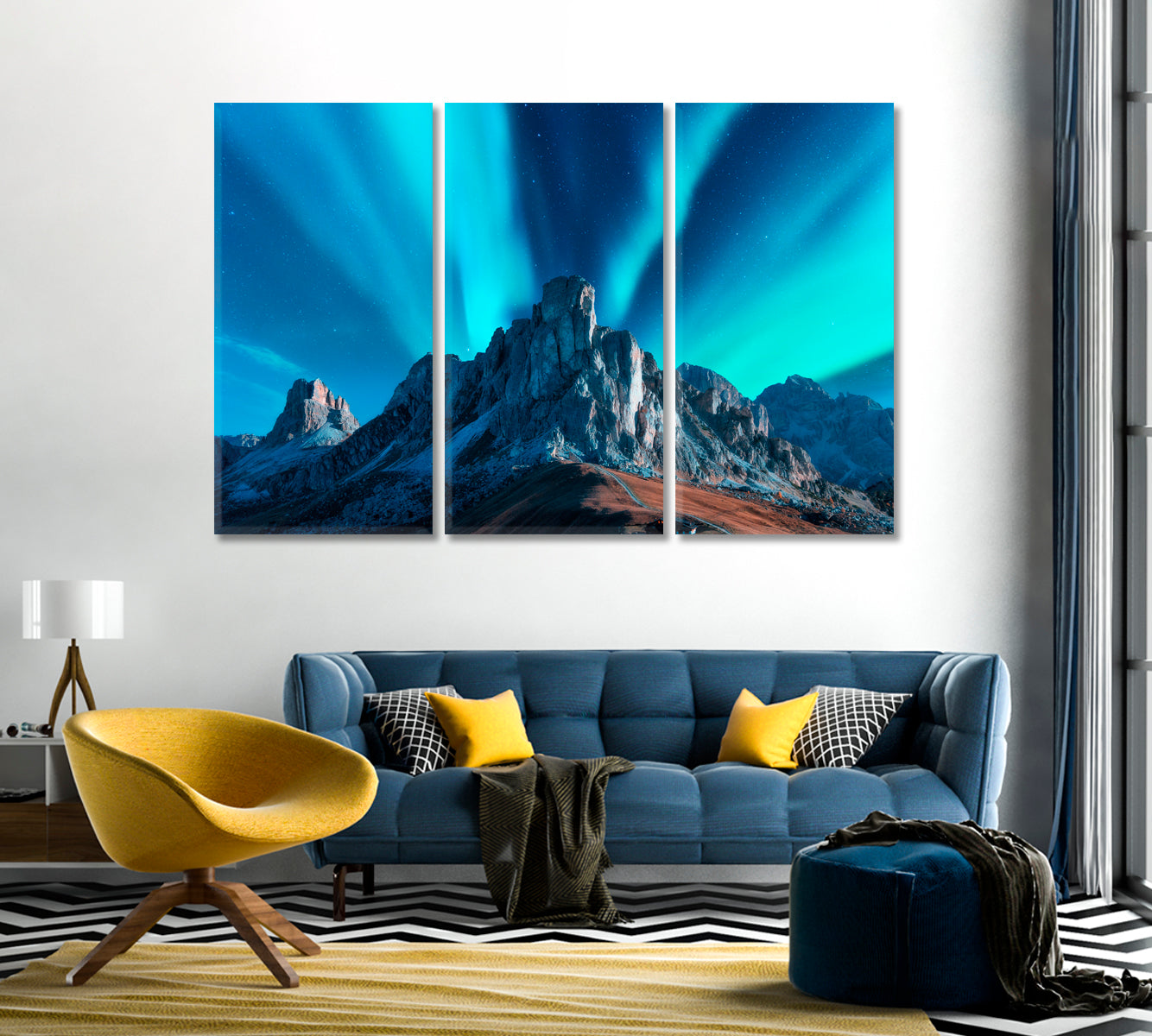 Beautiful Landscape with Northern Lights Aurora Borealis Canvas Print-Canvas Print-CetArt-1 Panel-24x16 inches-CetArt