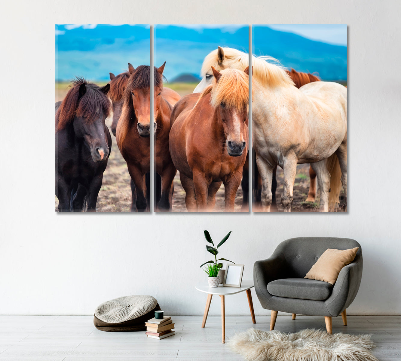 Herd of Wild Horses Canvas Print-Canvas Print-CetArt-1 Panel-24x16 inches-CetArt