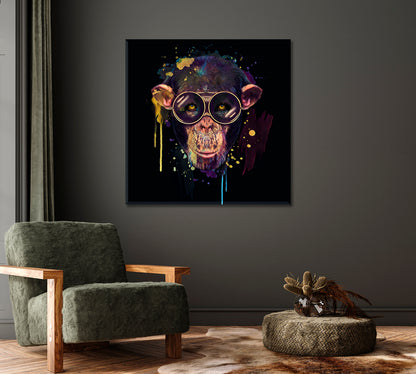 Hipster Monkey Canvas Print-Canvas Print-CetArt-1 panel-12x12 inches-CetArt