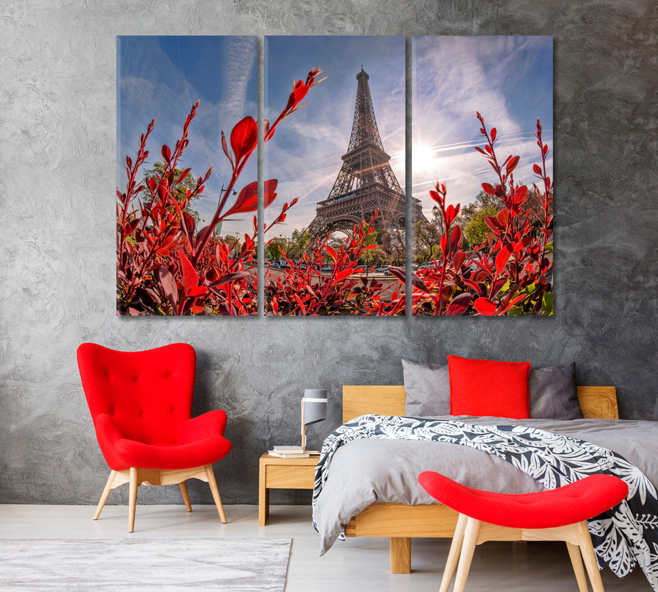 Eiffel Tower with Spring Flowers at Dawn Canvas Print-Canvas Print-CetArt-1 Panel-24x16 inches-CetArt