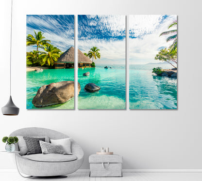 Bungalow in Tahiti French Polynesia Canvas Print-Canvas Print-CetArt-1 Panel-24x16 inches-CetArt