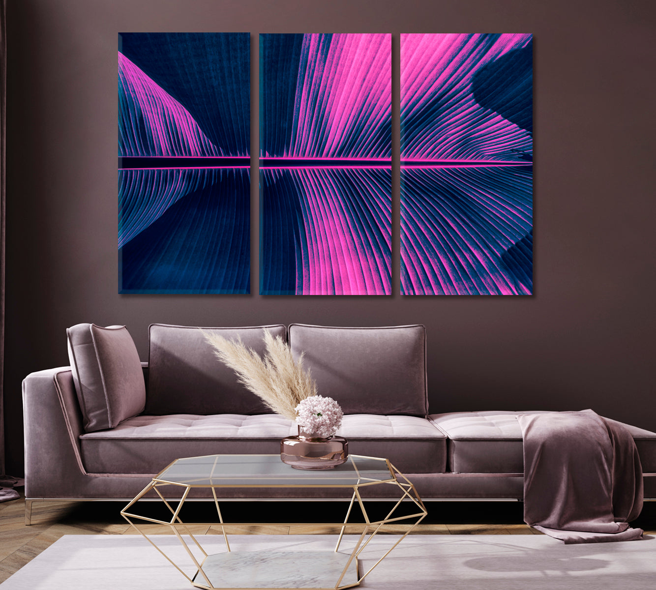 Abstract Purple Palm Leaf Canvas Print-Canvas Print-CetArt-1 Panel-24x16 inches-CetArt