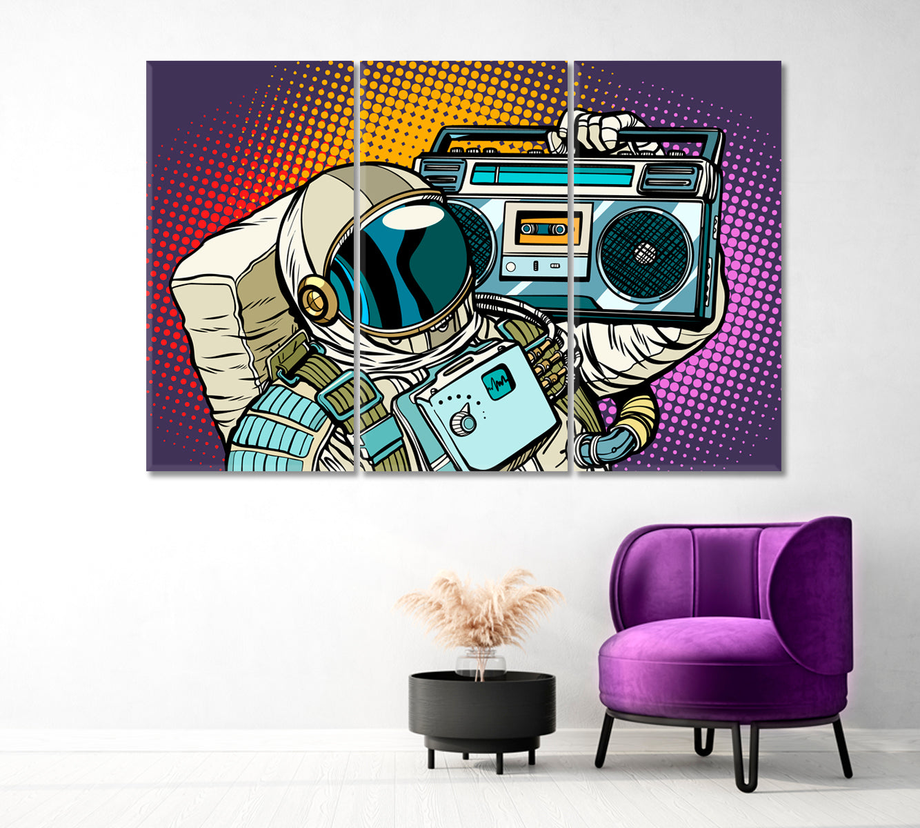 Astronaut with Retro Boombox Canvas Print-Canvas Print-CetArt-1 Panel-24x16 inches-CetArt