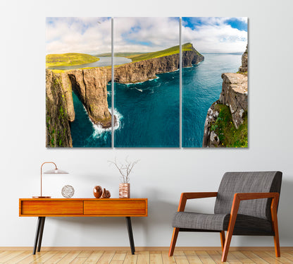 Leitisvatn Or Sorvagsvatn Lake Over the Ocean Faroe Islands Canvas Print-Canvas Print-CetArt-1 Panel-24x16 inches-CetArt