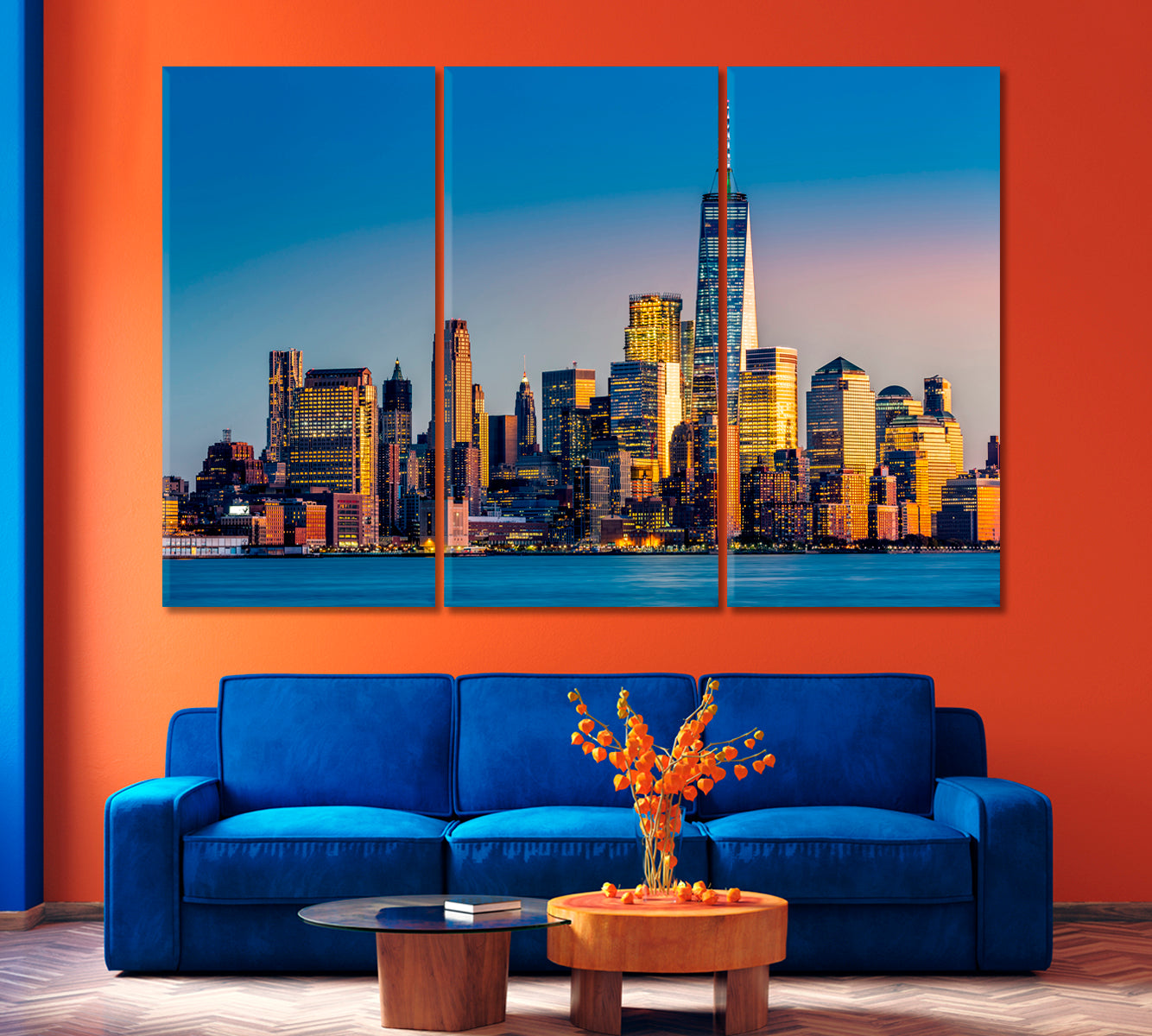 Lower Manhattan at Sunset View from Hoboken New Jersey Canvas Print-Canvas Print-CetArt-1 Panel-24x16 inches-CetArt