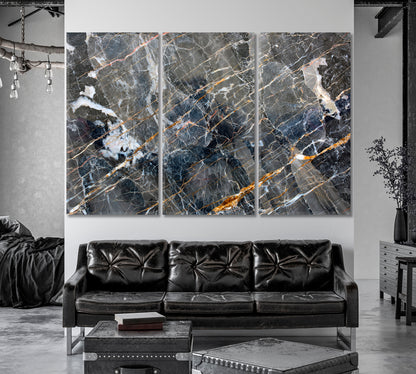 Natural Marble with White and Gold Pattern Canvas Print-Canvas Print-CetArt-1 Panel-24x16 inches-CetArt