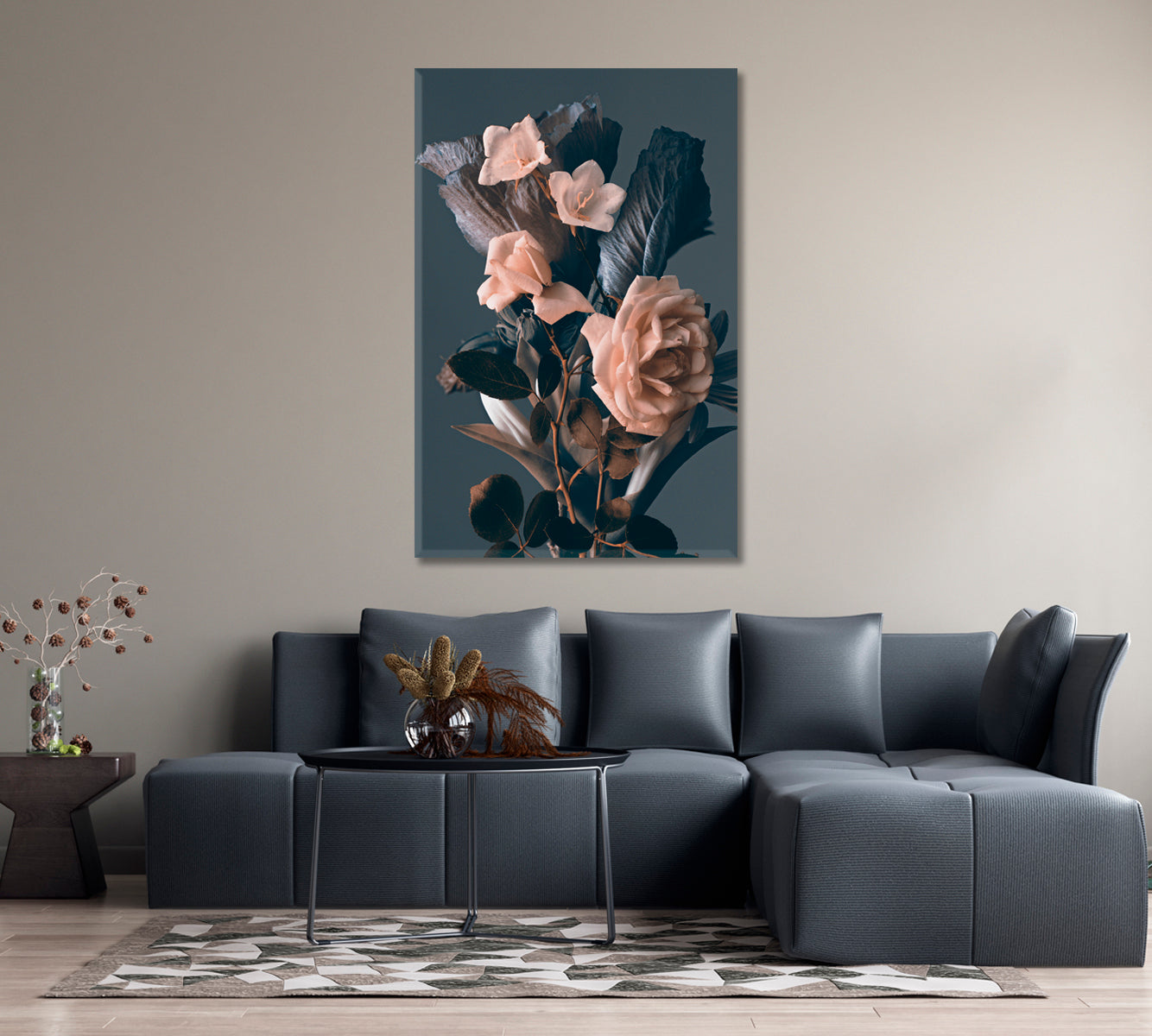 Vintage Roses Flowers Canvas Print-Canvas Print-CetArt-1 panel-16x24 inches-CetArt