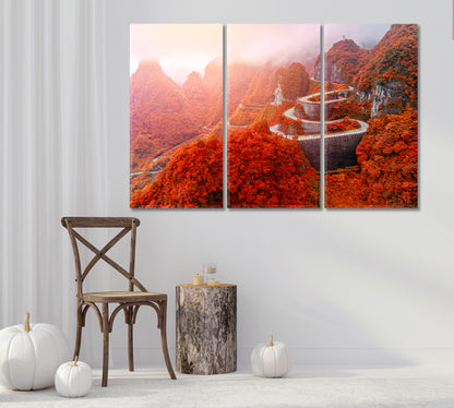 Winding Road in Tianmen Mountain National Park Hunan Canvas Print-Canvas Print-CetArt-1 Panel-24x16 inches-CetArt