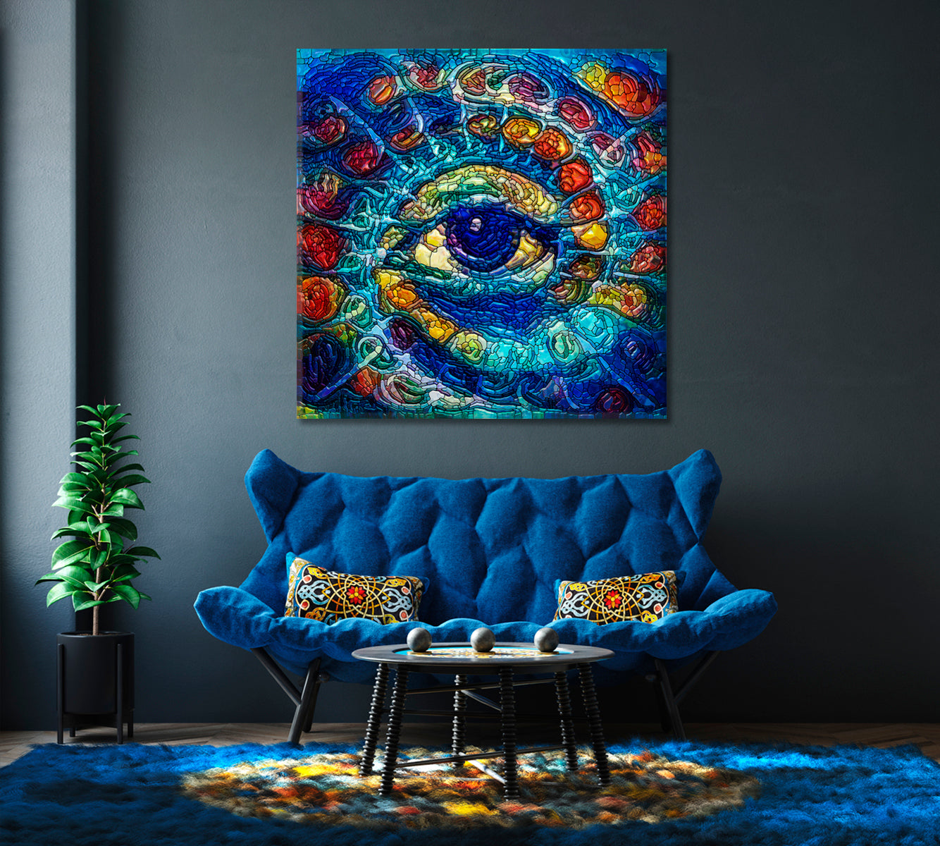 Abstract Stained Glass Eye Canvas Print-Canvas Print-CetArt-1 panel-12x12 inches-CetArt