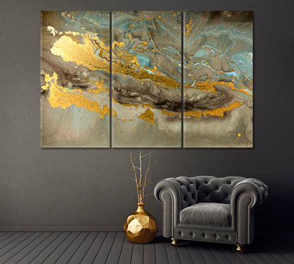 Grey and Gold Marble Pattern Canvas Print-Canvas Print-CetArt-1 Panel-24x16 inches-CetArt