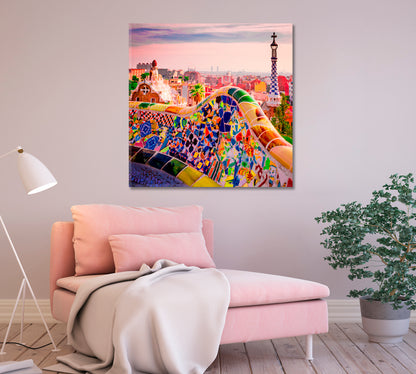 Park Guell Barcelona Spain Canvas Print-Canvas Print-CetArt-1 panel-12x12 inches-CetArt