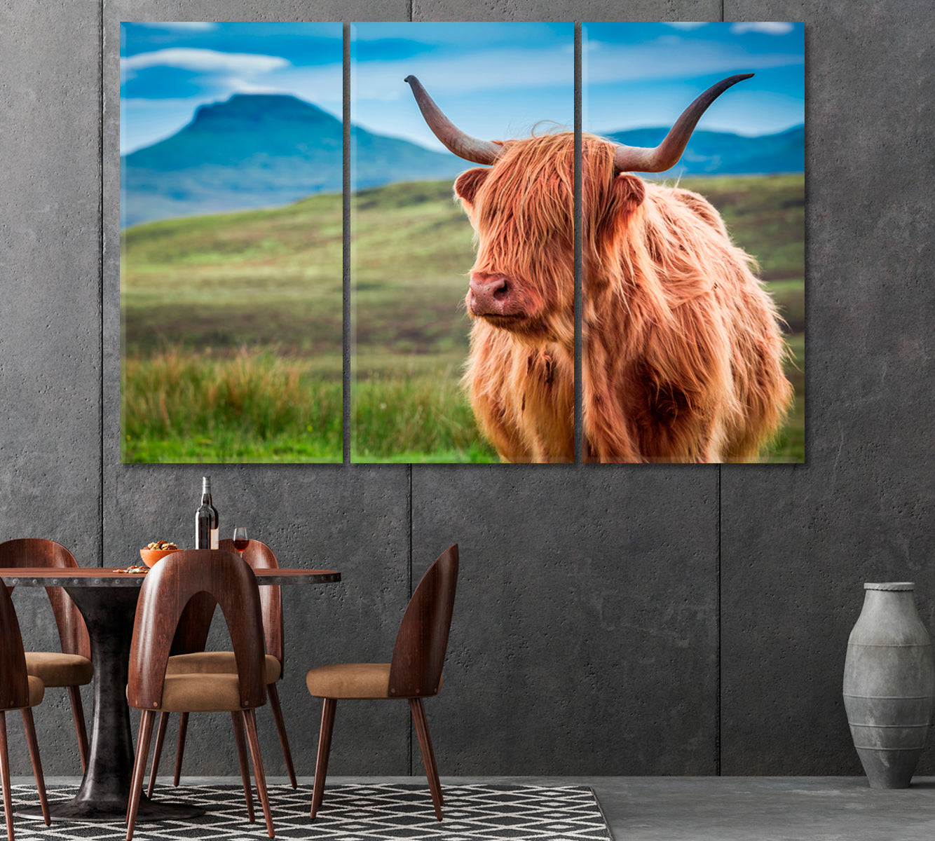 Fluffy Highland Cow Canvas Print-Canvas Print-CetArt-1 Panel-24x16 inches-CetArt