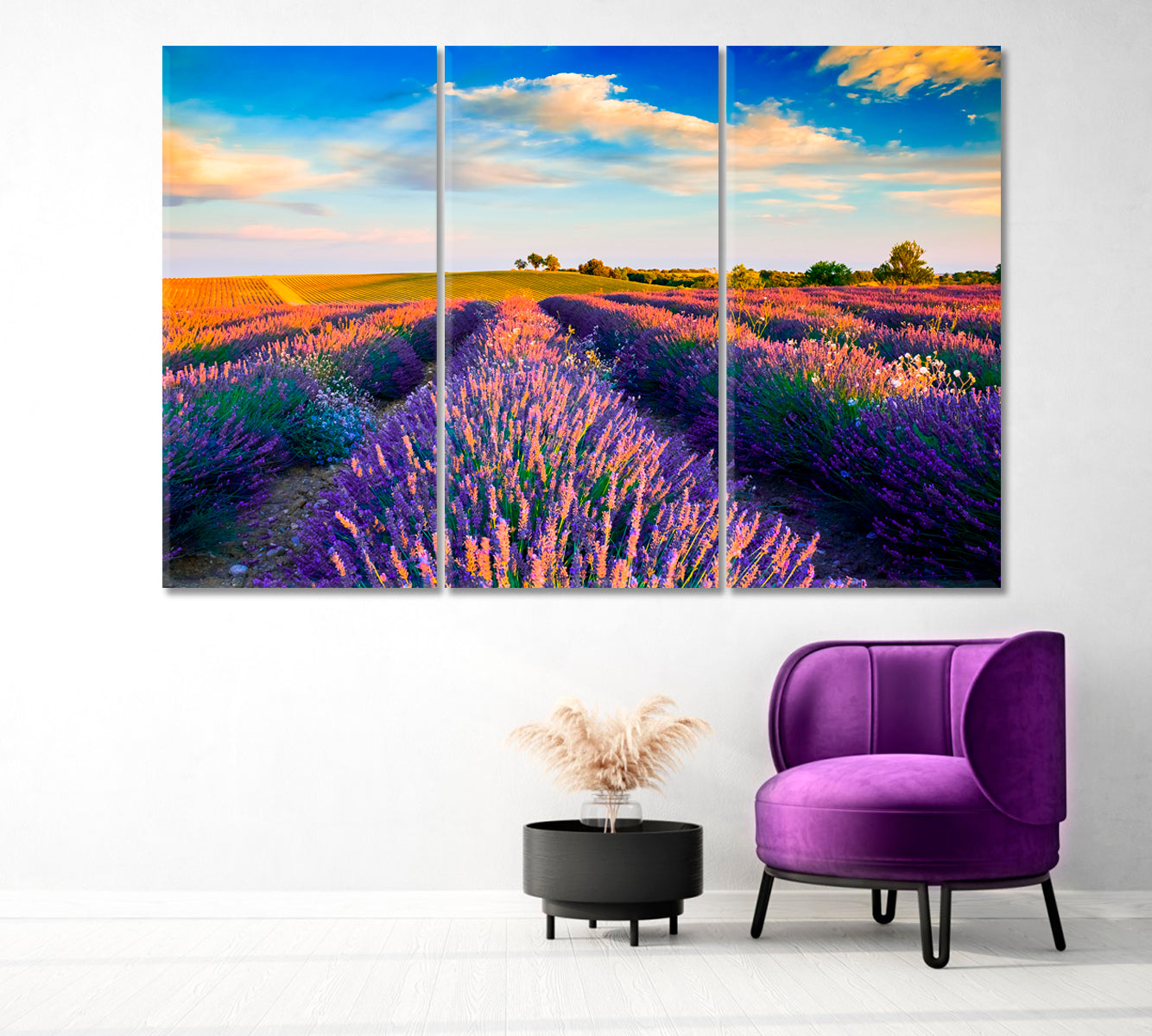 Lavender Field and Provence Hills Canvas Print-Canvas Print-CetArt-1 Panel-24x16 inches-CetArt