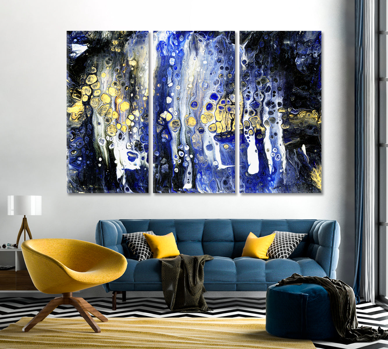 Abstract Blue Fluid Pattern Canvas Print-Canvas Print-CetArt-1 Panel-24x16 inches-CetArt