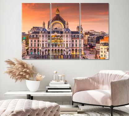 Antwerp Central Train Station Belgium Canvas Print-Canvas Print-CetArt-1 Panel-24x16 inches-CetArt