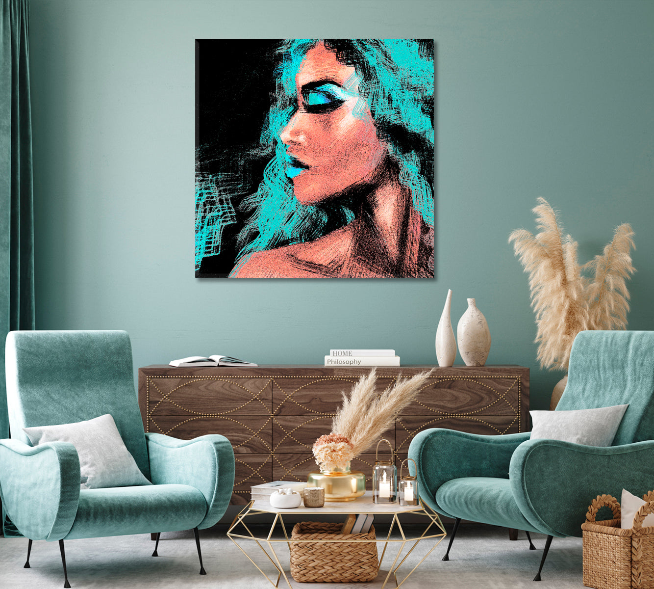 Beautiful Portrait of Young Woman Canvas Print-Canvas Print-CetArt-1 panel-12x12 inches-CetArt