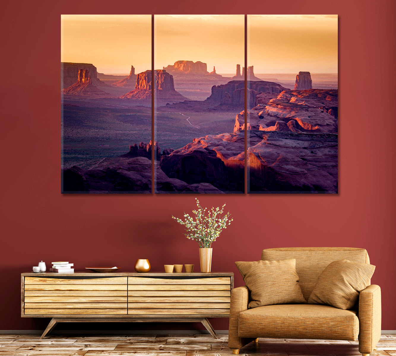 Panorama of Monument Valley Arizona USA Canvas Print-Canvas Print-CetArt-1 Panel-24x16 inches-CetArt