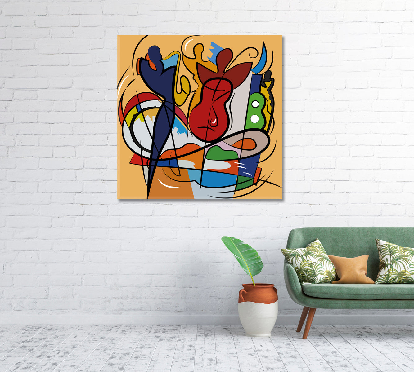 Modern Jazz Music Abstraction Canvas Print-Canvas Print-CetArt-1 panel-12x12 inches-CetArt