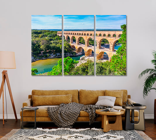 Roman Aqueduct at Pont Du Gard France Canvas Print-Canvas Print-CetArt-1 Panel-24x16 inches-CetArt