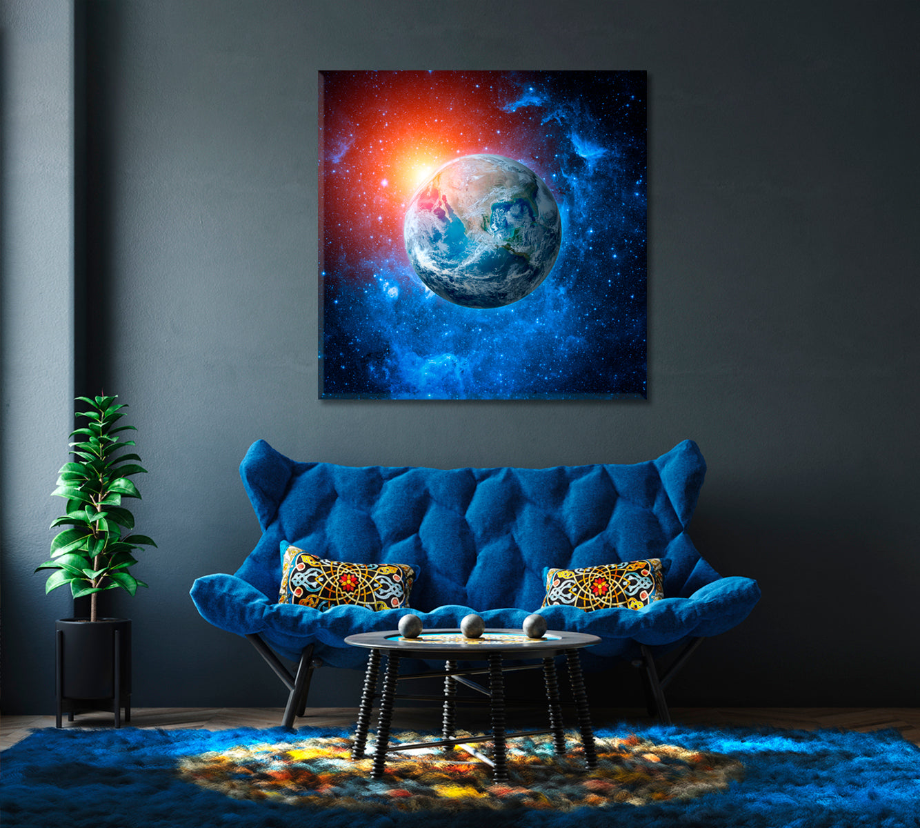 Earth and Galaxy Canvas Print-Canvas Print-CetArt-1 panel-12x12 inches-CetArt