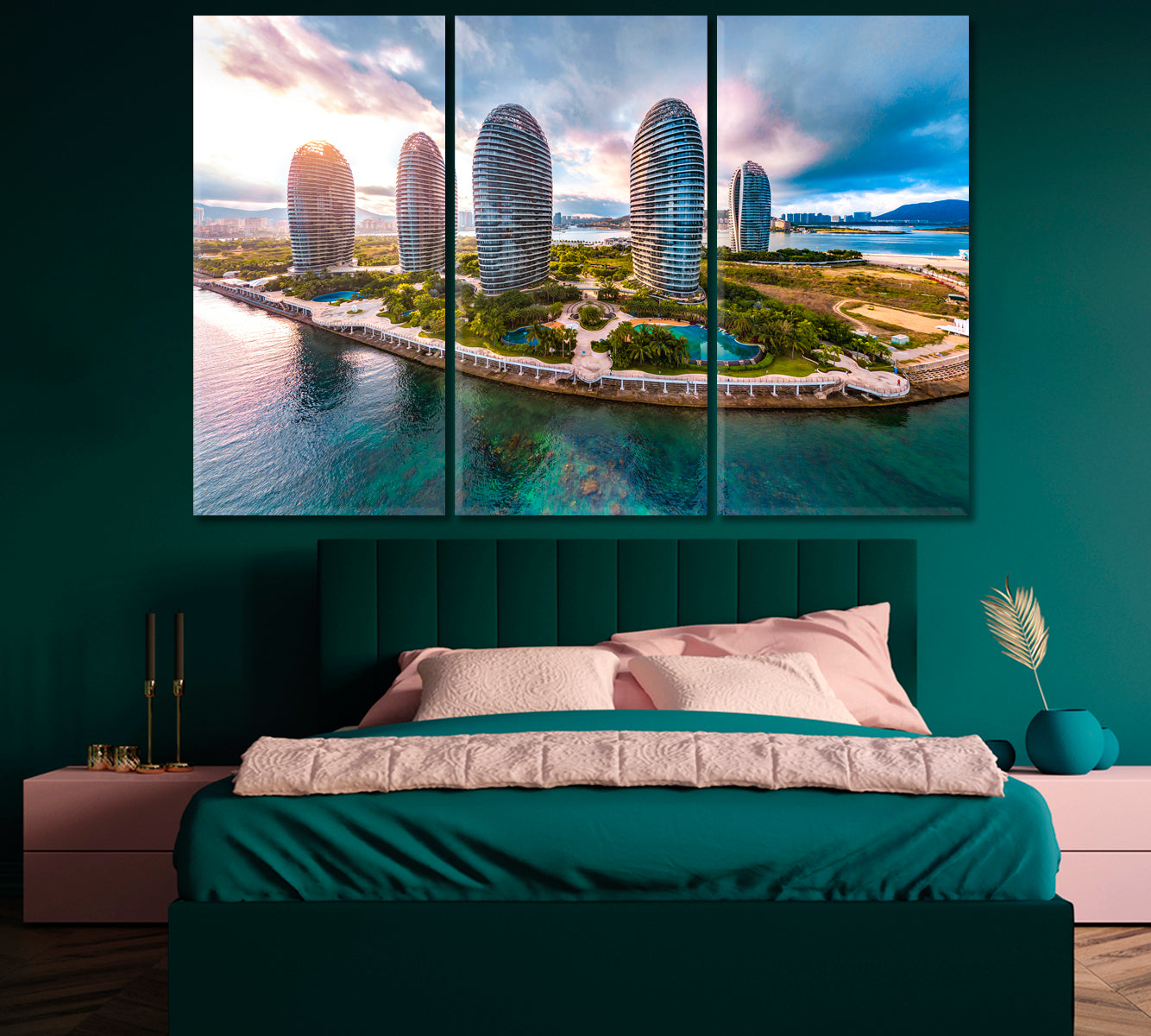 Modern Architecture Buildings on Sanya Phoenix Island China Canvas Print-Canvas Print-CetArt-1 Panel-24x16 inches-CetArt