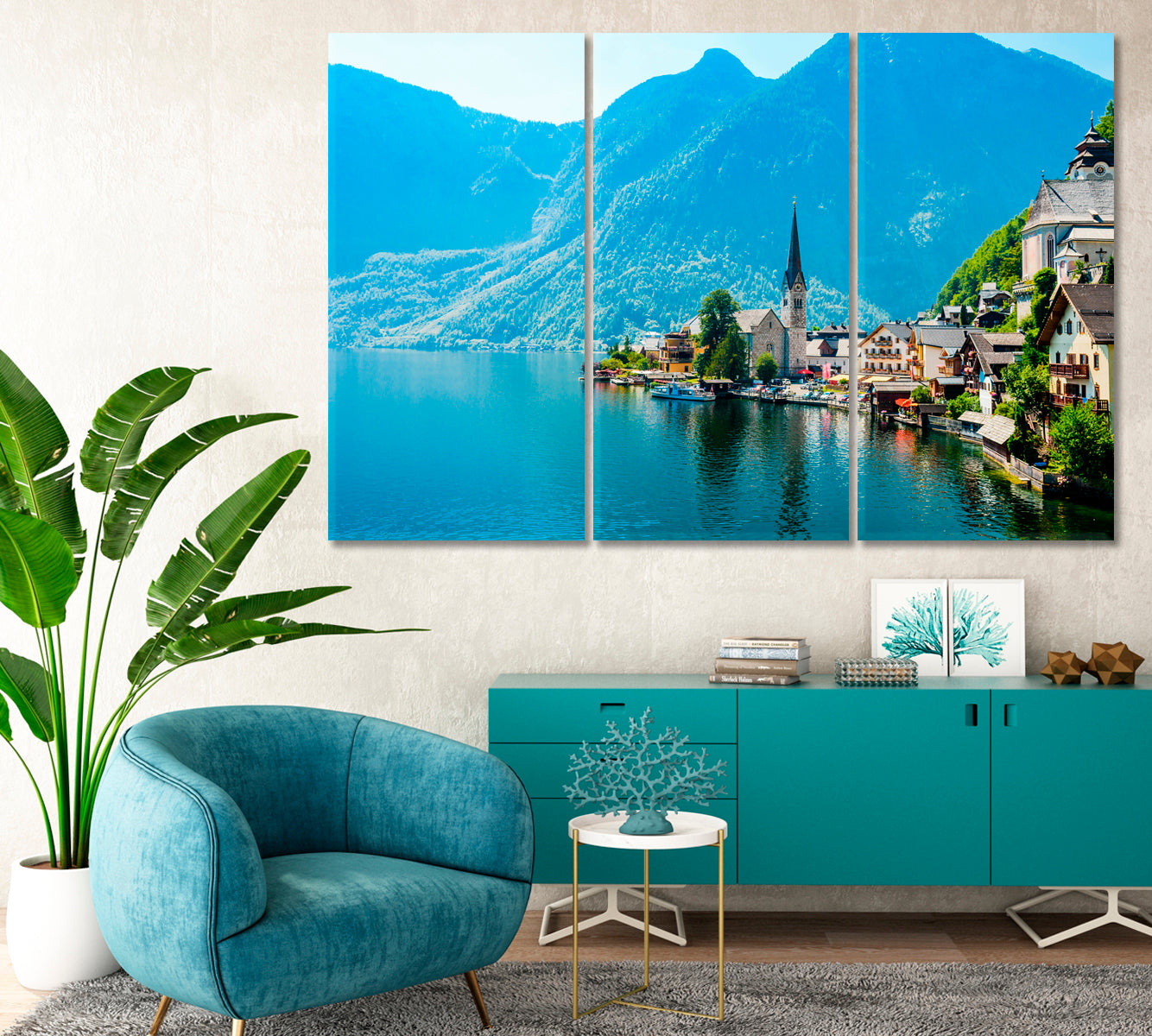 View of the Village Hallstatt Austria Canvas Print-Canvas Print-CetArt-1 Panel-24x16 inches-CetArt