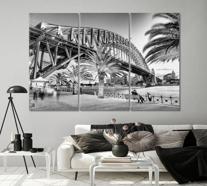 Sydney Harbour Bridge in Black and White Canvas Print-Canvas Print-CetArt-1 Panel-24x16 inches-CetArt