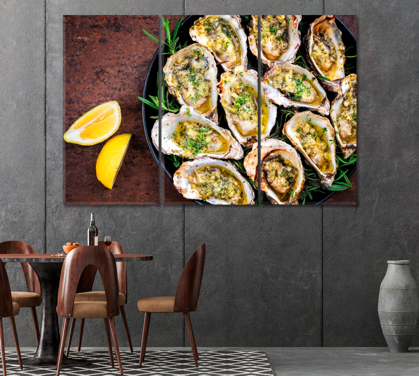 Baked Oysters with Lemon and Herbs Canvas Print-Canvas Print-CetArt-1 Panel-24x16 inches-CetArt