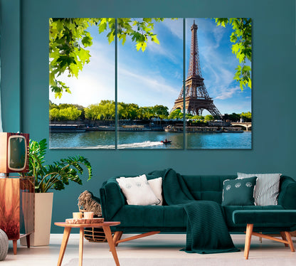 River Seine and Eiffel Tower Paris Canvas Print-Canvas Print-CetArt-1 Panel-24x16 inches-CetArt