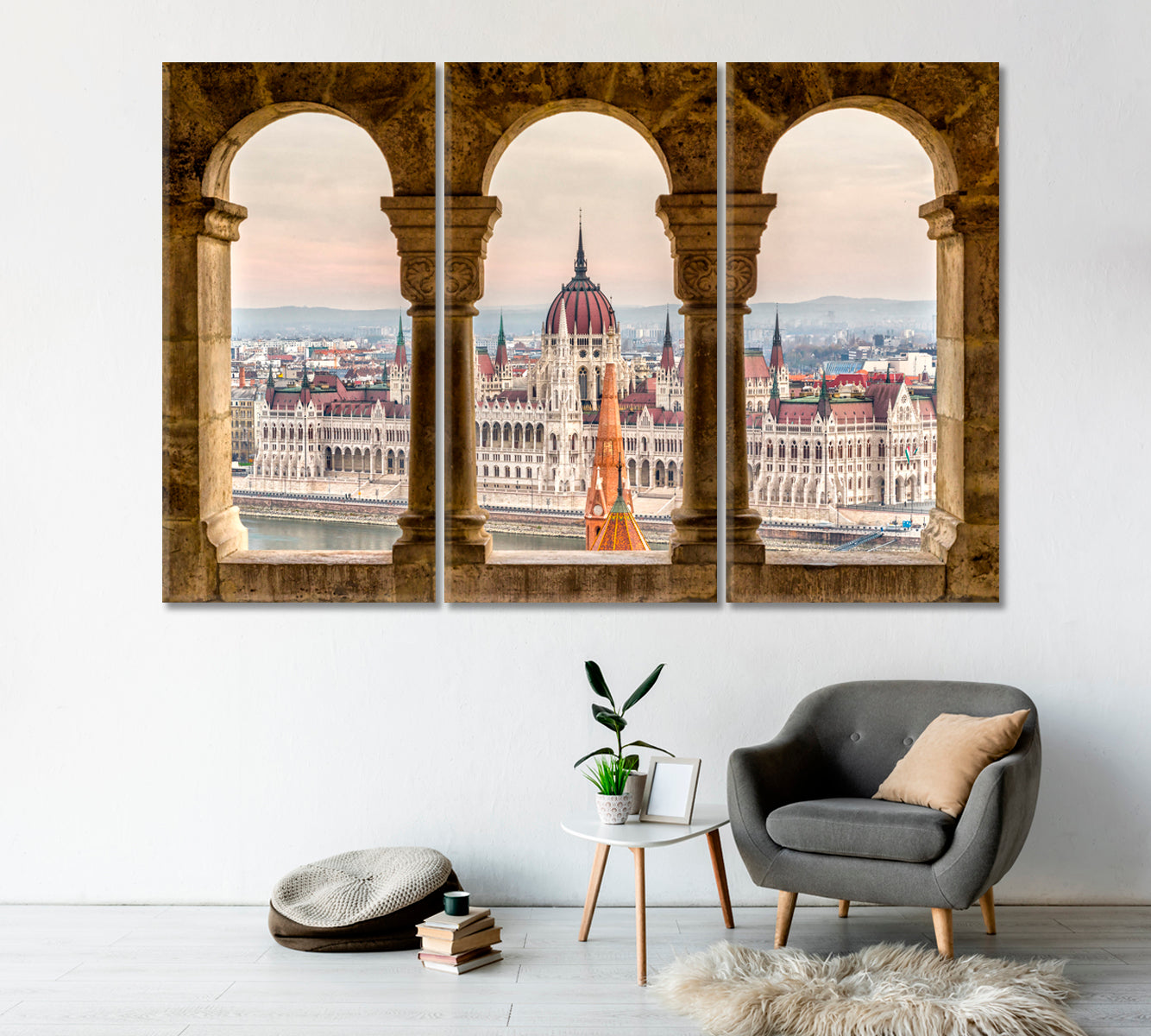 Budapest Parliament View Through Fisherman's Bastion Hungary Canvas Print-Canvas Print-CetArt-1 Panel-24x16 inches-CetArt