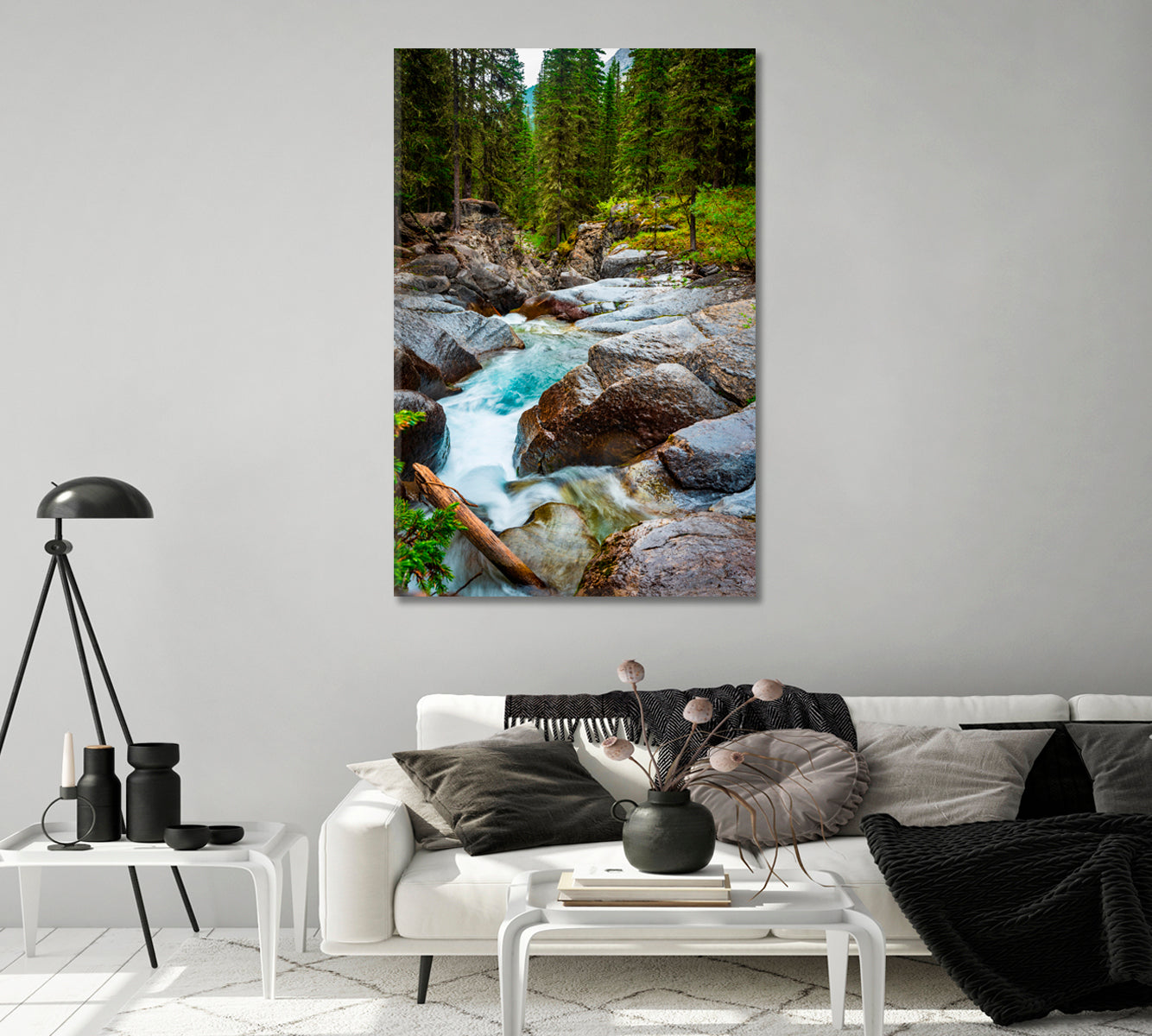 Mountain Stream Through Forest Canvas Print-Canvas Print-CetArt-1 panel-16x24 inches-CetArt