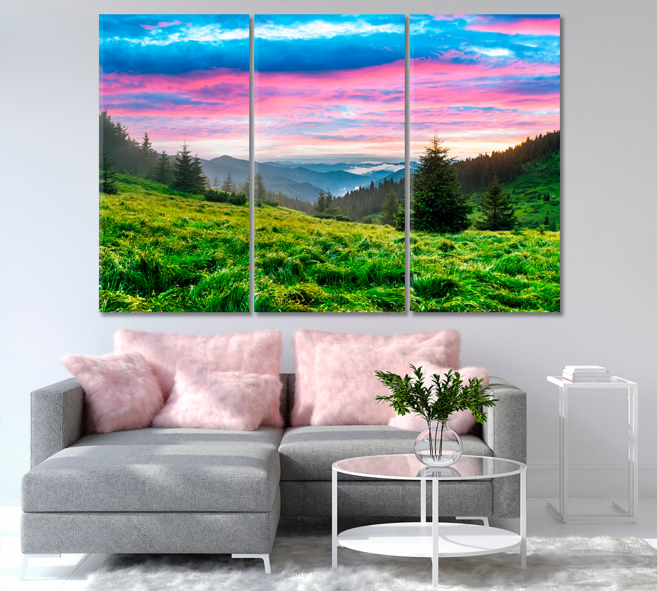 Mountain Glade During Beautiful Sunset Canvas Print-Canvas Print-CetArt-1 Panel-24x16 inches-CetArt