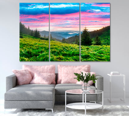 Mountain Glade During Beautiful Sunset Canvas Print-Canvas Print-CetArt-1 Panel-24x16 inches-CetArt