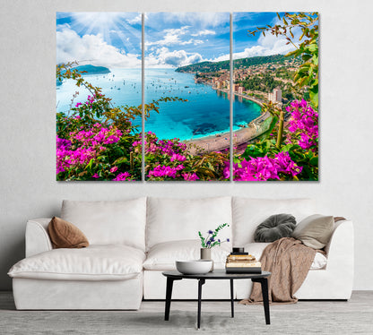 French Riviera Coast Nice France Canvas Print-Canvas Print-CetArt-1 Panel-24x16 inches-CetArt