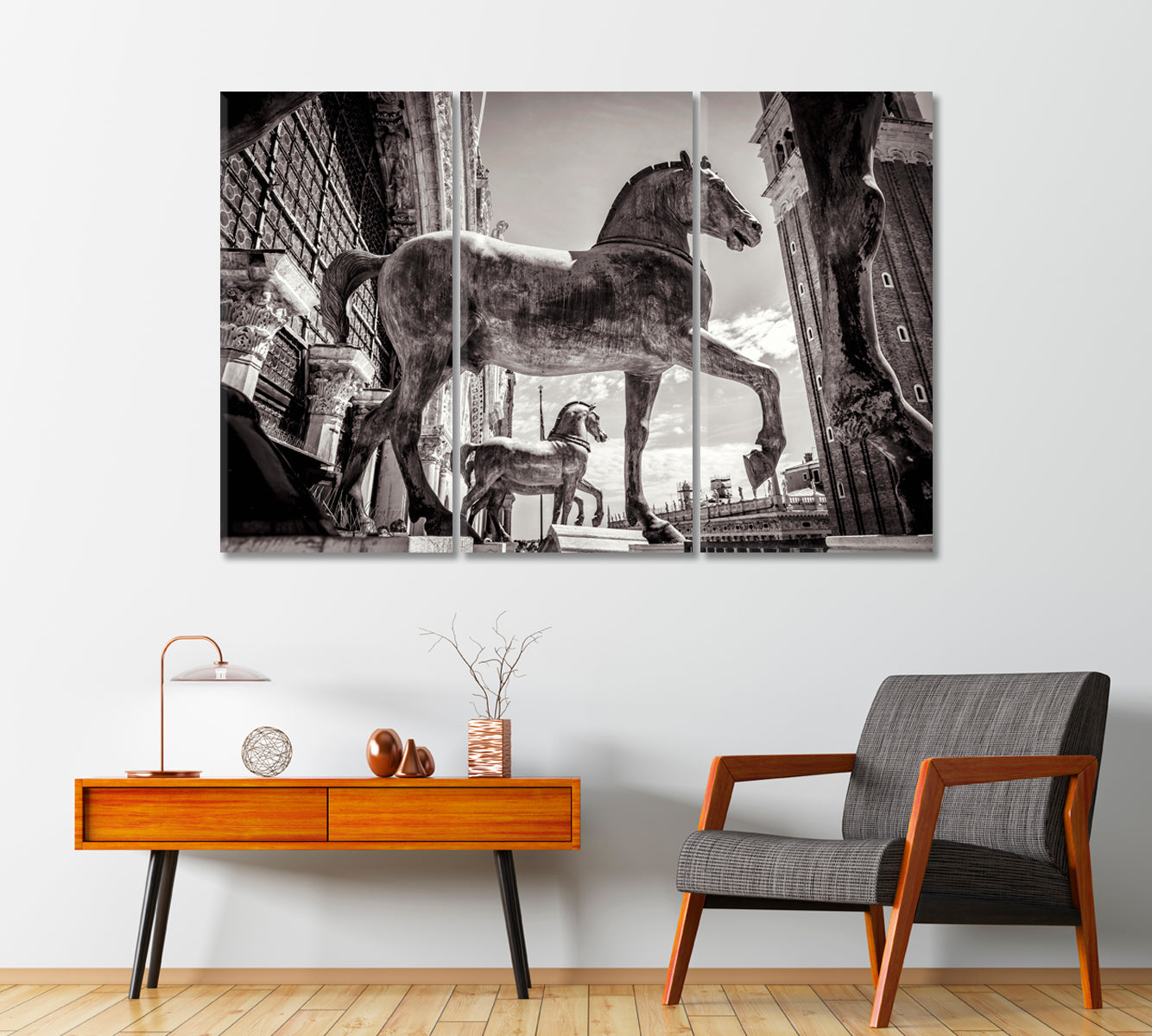 Vintage Bronze Horses of St Mark's Basilica Venice Italy Canvas Print-Canvas Print-CetArt-1 Panel-24x16 inches-CetArt