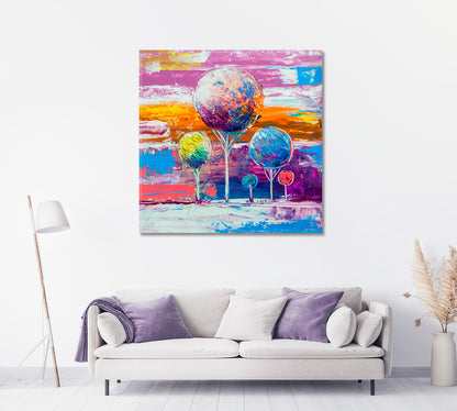 Abstract Multicolor Trees Canvas Print-Canvas Print-CetArt-1 panel-12x12 inches-CetArt