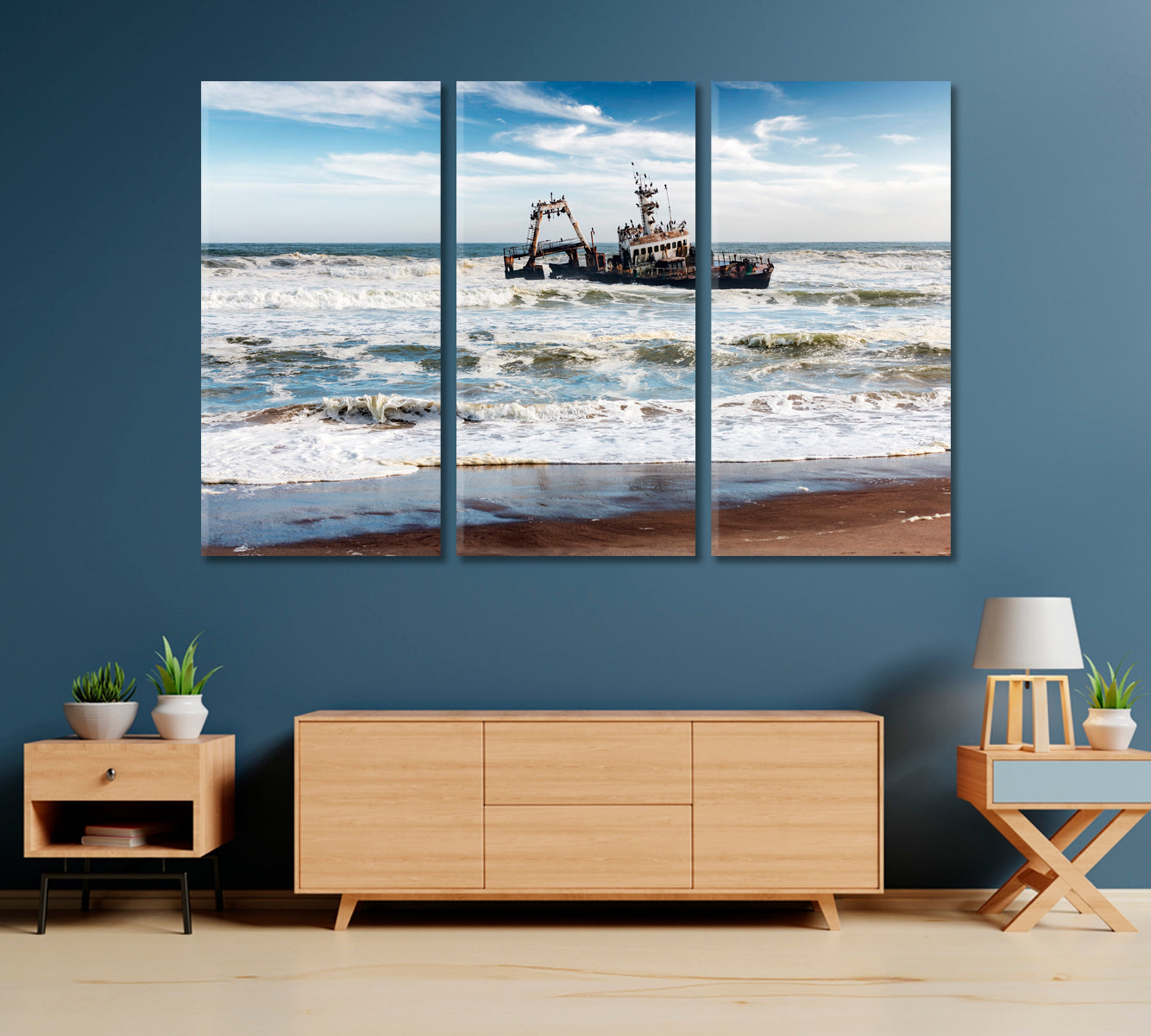 Shipwreck on Skeleton Coast in Atlantic Ocean Canvas Print-Canvas Print-CetArt-1 Panel-24x16 inches-CetArt