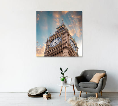 Big Ben Clock Tower London UK Canvas Print-Canvas Print-CetArt-1 panel-12x12 inches-CetArt