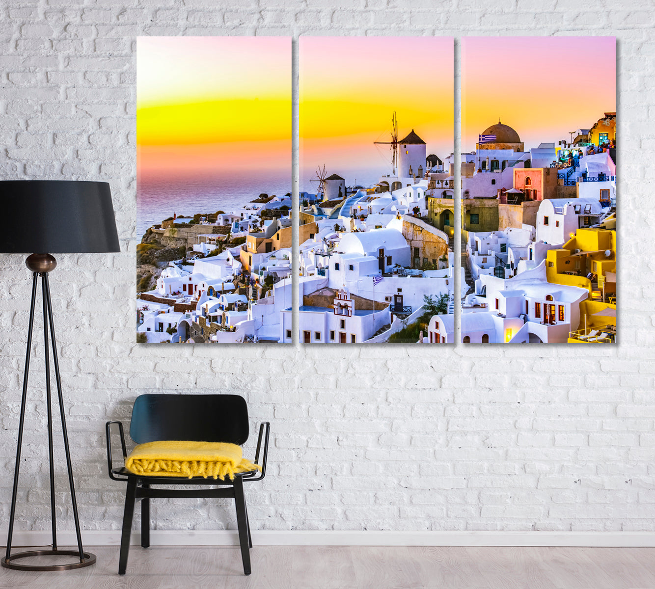 Sunset in Oia Town Santorini Island Greece Canvas Print-Canvas Print-CetArt-1 Panel-24x16 inches-CetArt