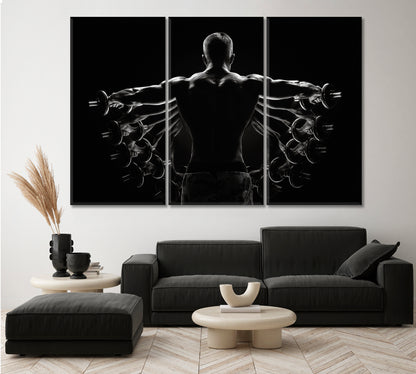 Bodybuilder Lateral Dumbbell Raise Canvas Print-Canvas Print-CetArt-1 Panel-24x16 inches-CetArt