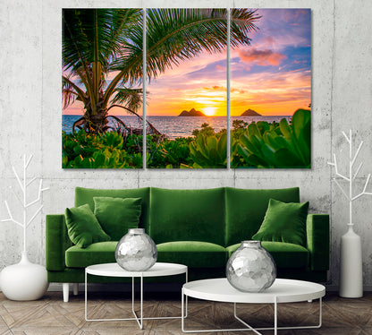 Sunrise over Lanikai Beach Hawaii Canvas Print-Canvas Print-CetArt-1 Panel-24x16 inches-CetArt