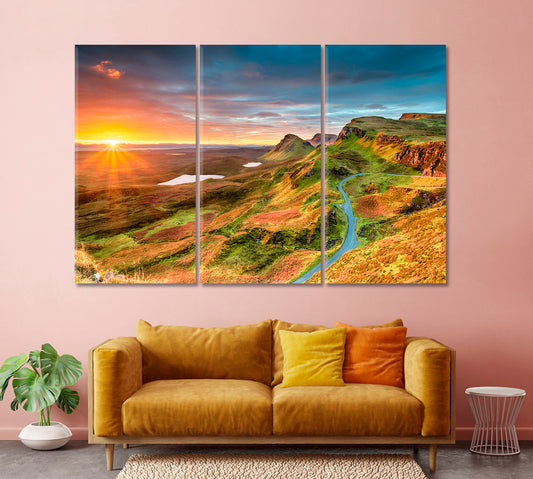 Sunrise over Winding Mountain Road Scotland Canvas Print-Canvas Print-CetArt-1 Panel-24x16 inches-CetArt