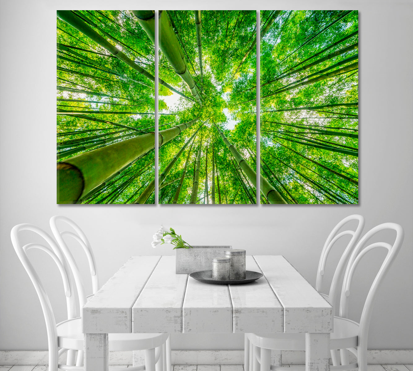 Green Bamboo Forest Bottom View Canvas Print-Canvas Print-CetArt-1 Panel-24x16 inches-CetArt