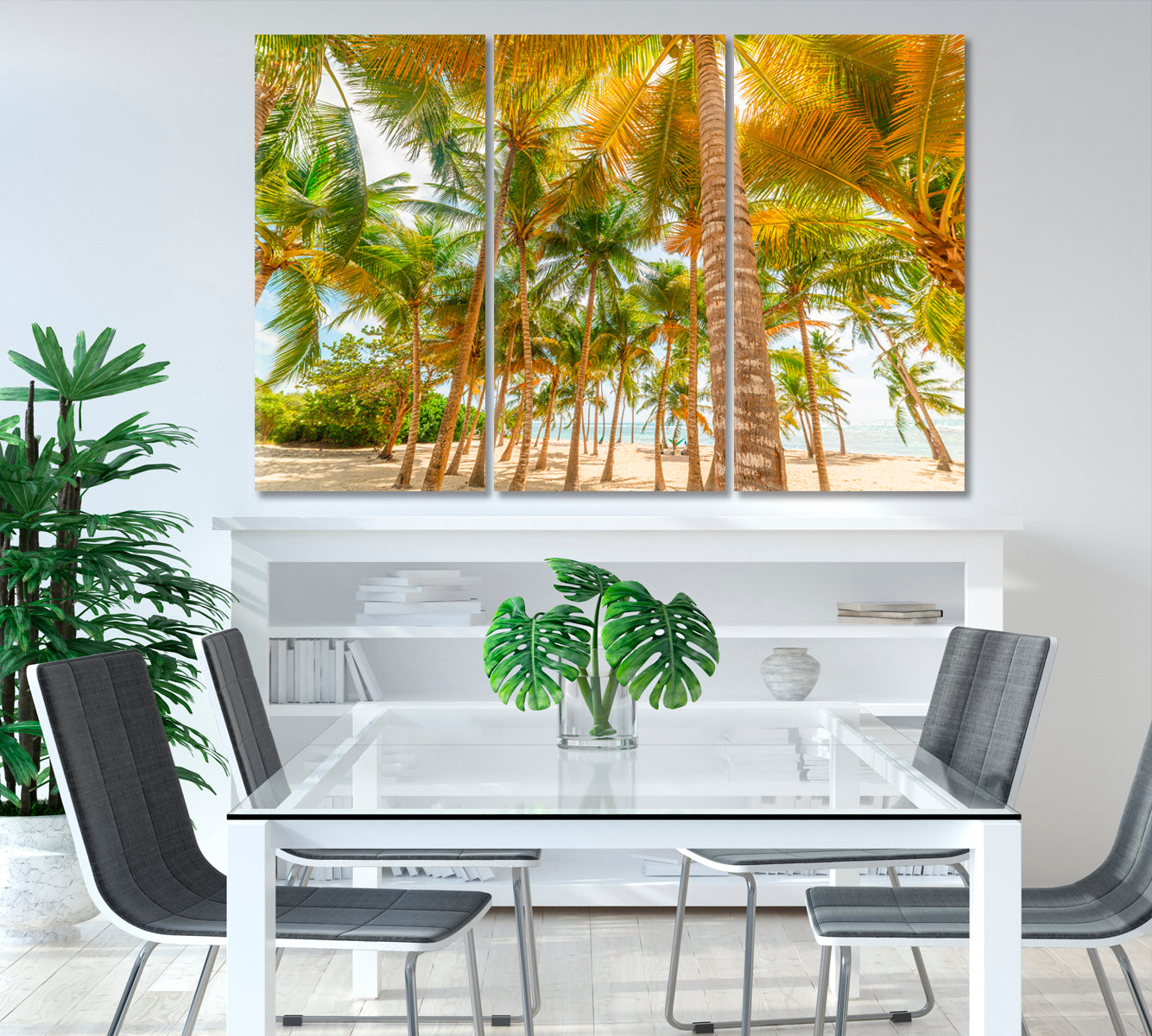 Coconut Trees on White Sandy Beach Canvas Print-Canvas Print-CetArt-1 Panel-24x16 inches-CetArt